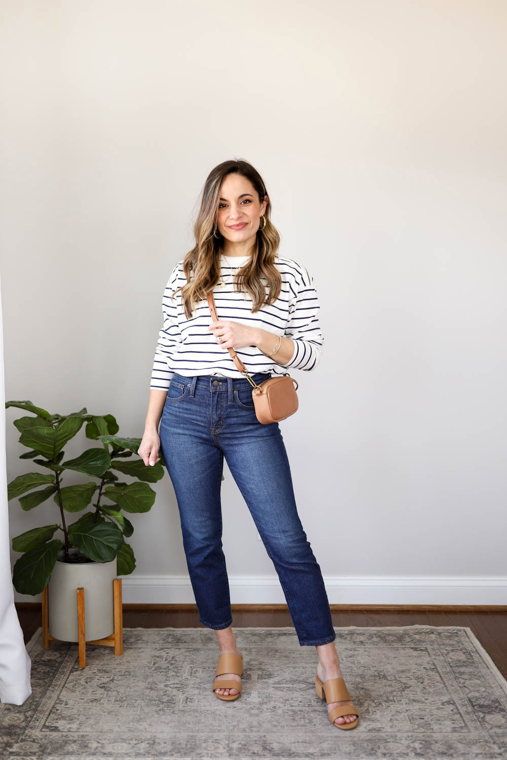 Striped top with jeans