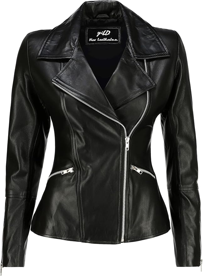 Classic black leather jacket, edgy spring fashion