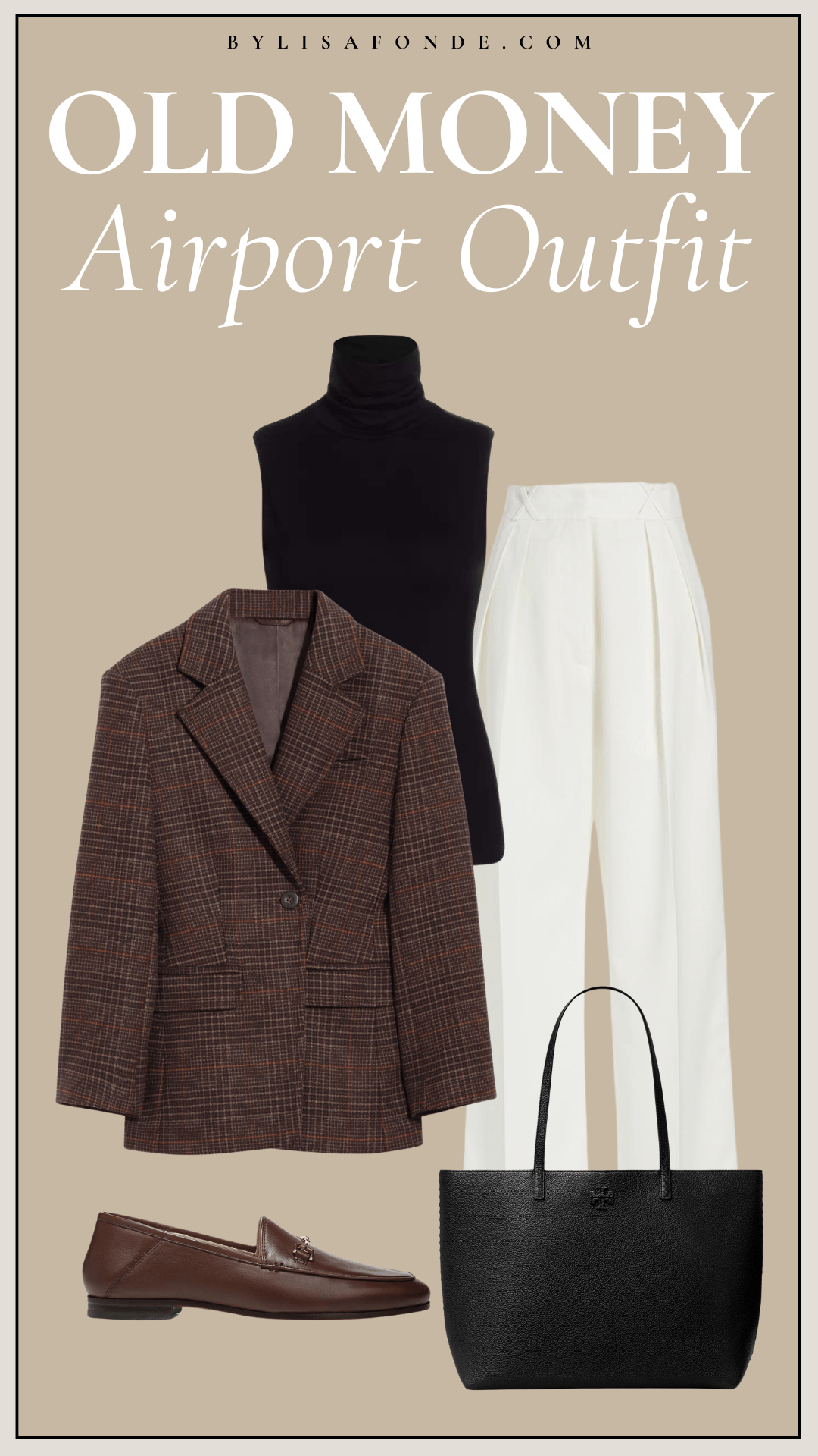 Layered neutral outfit for travel, chic and practical