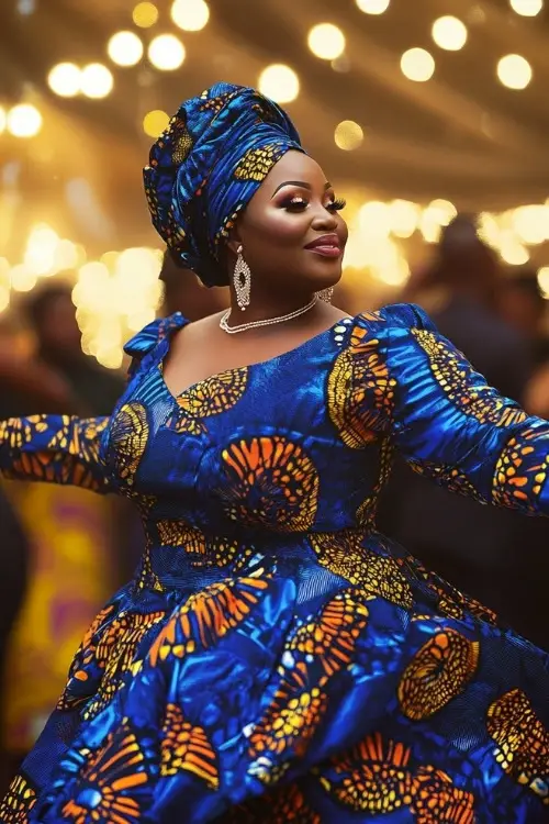 Bold patterned dress, cultural celebration