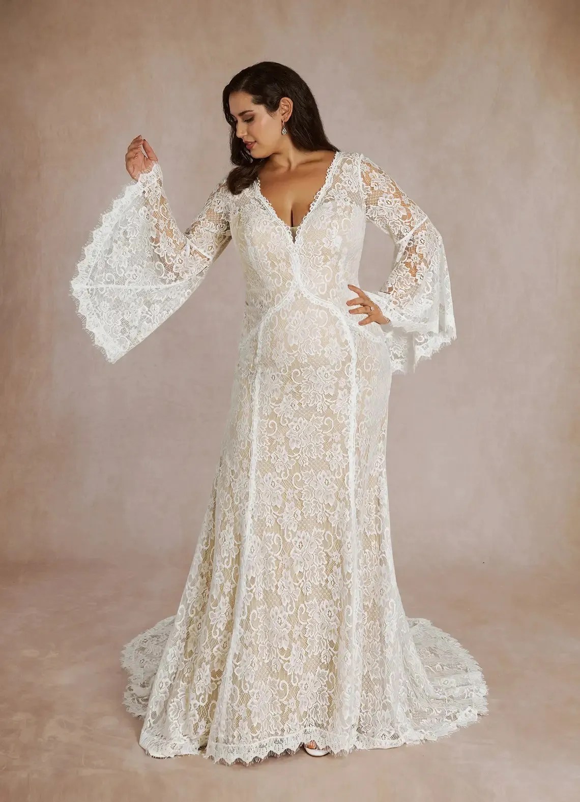 Lace wedding dress, elegant bridal style