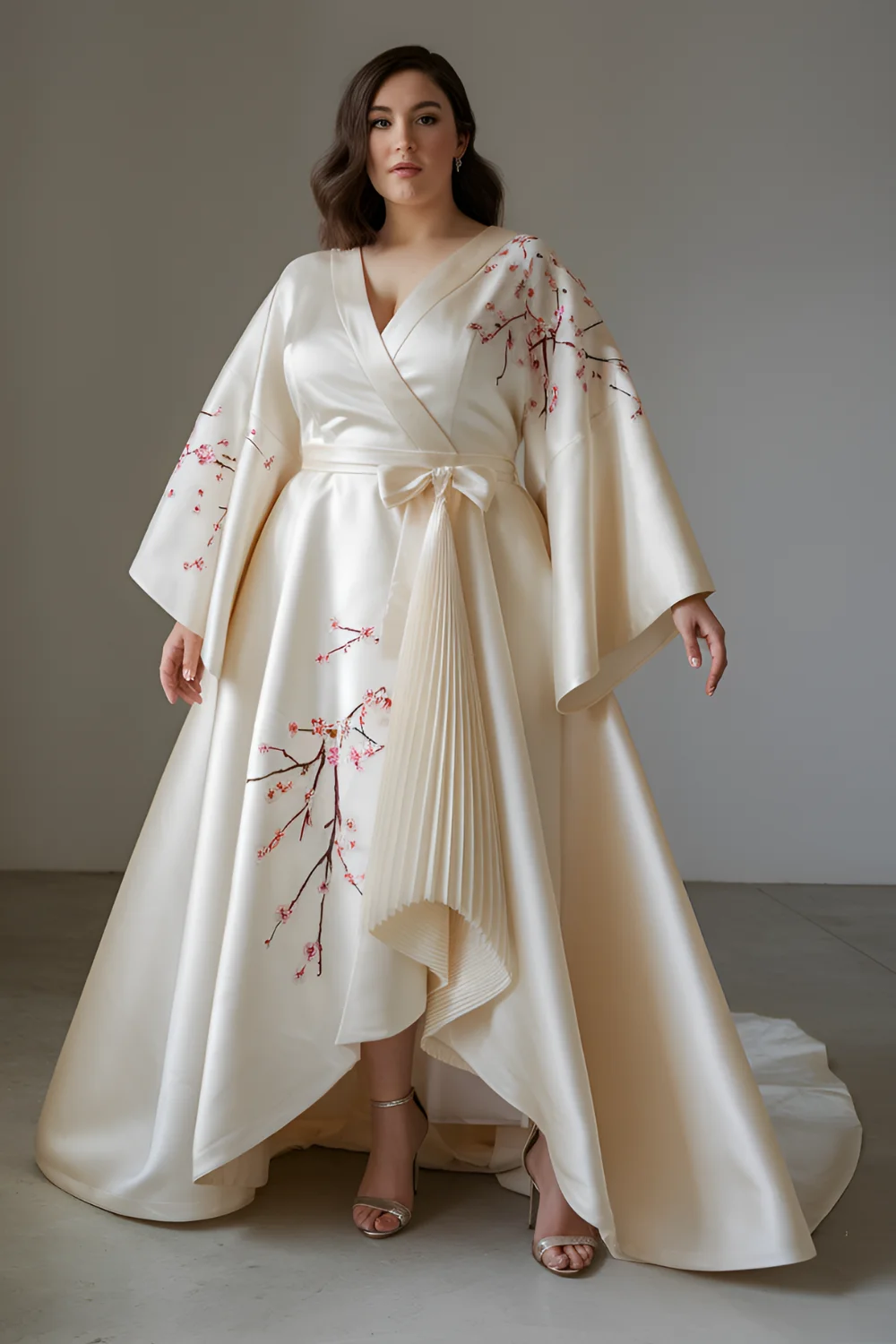 Kimono gown, elegant formal wear