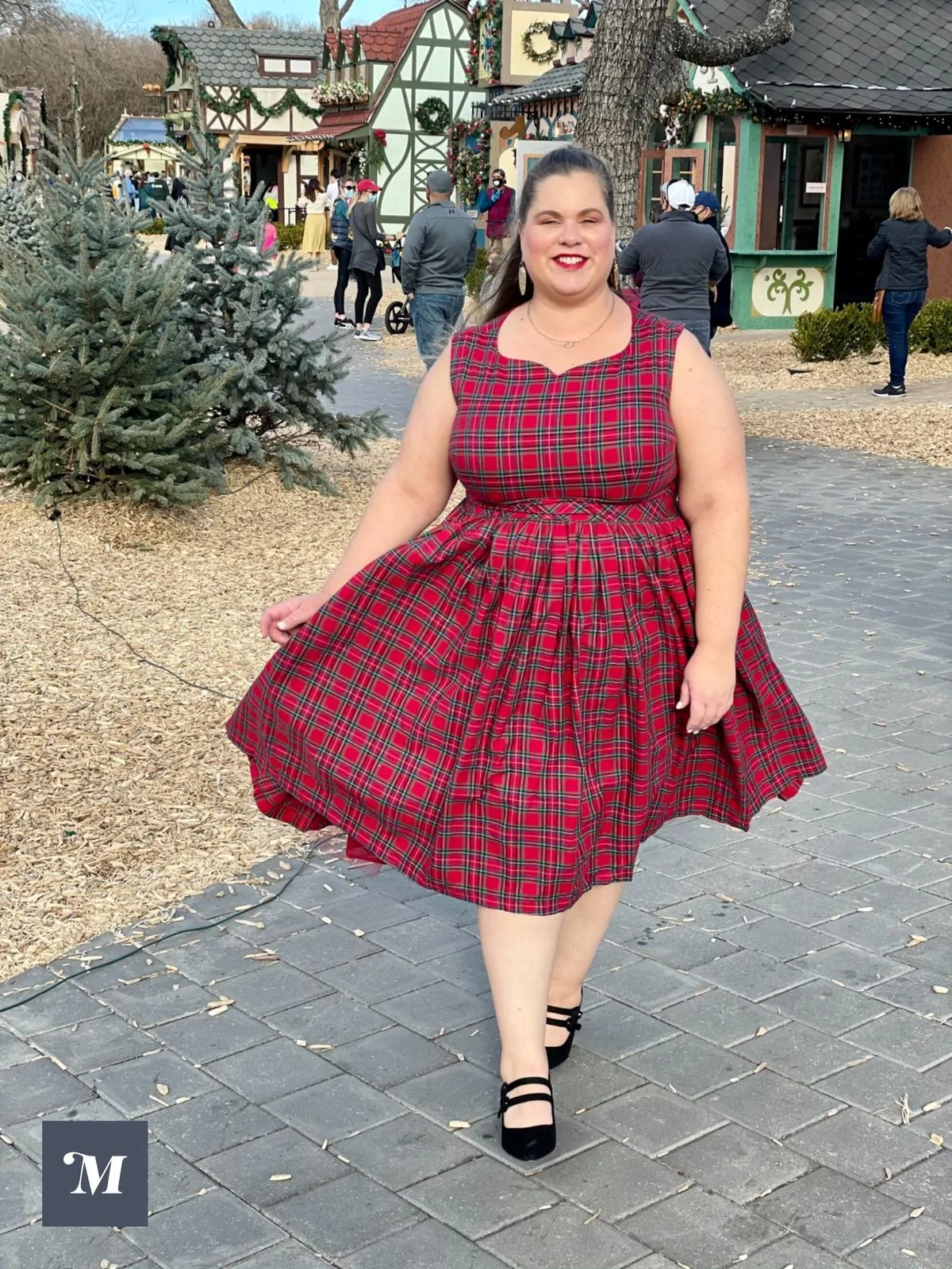 Plaid dress, holiday casual wear