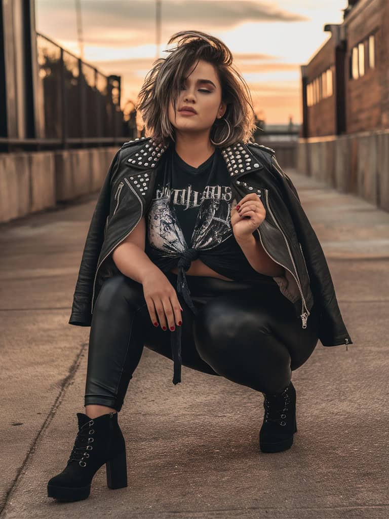 Leather jacket and leggings, urban edge