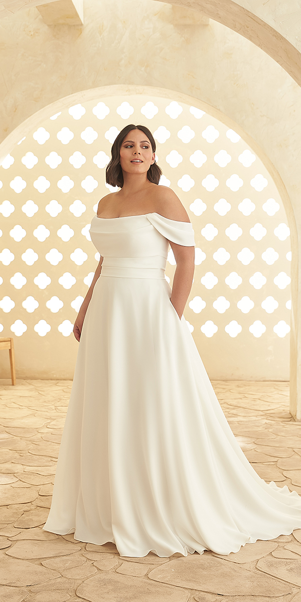Off-shoulder minimalist gown