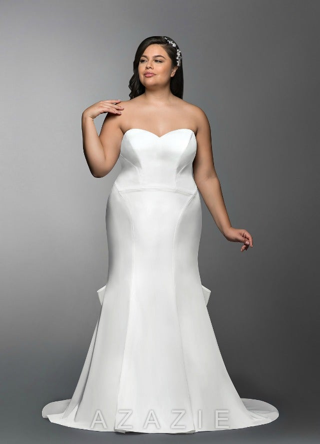 Strapless mermaid satin gown