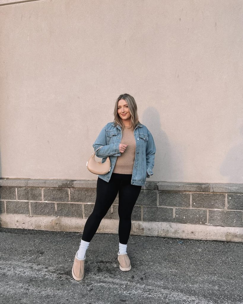 Effortless denim jacket over neutrals, perfect for casual spring days