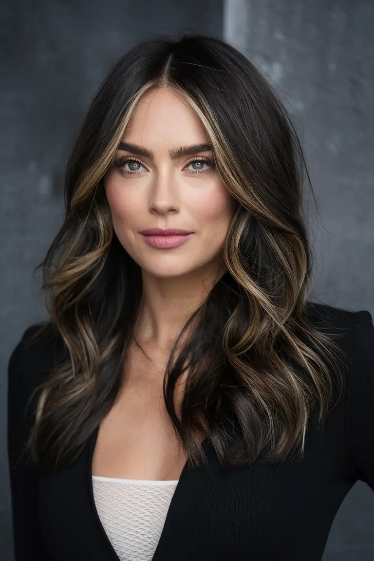 Contrasting highlights, modern brunette look