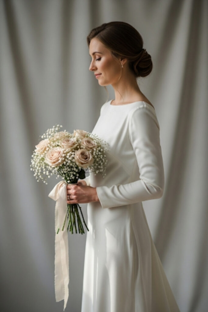 Ivory and blush wedding bouquet, classic, elegant style