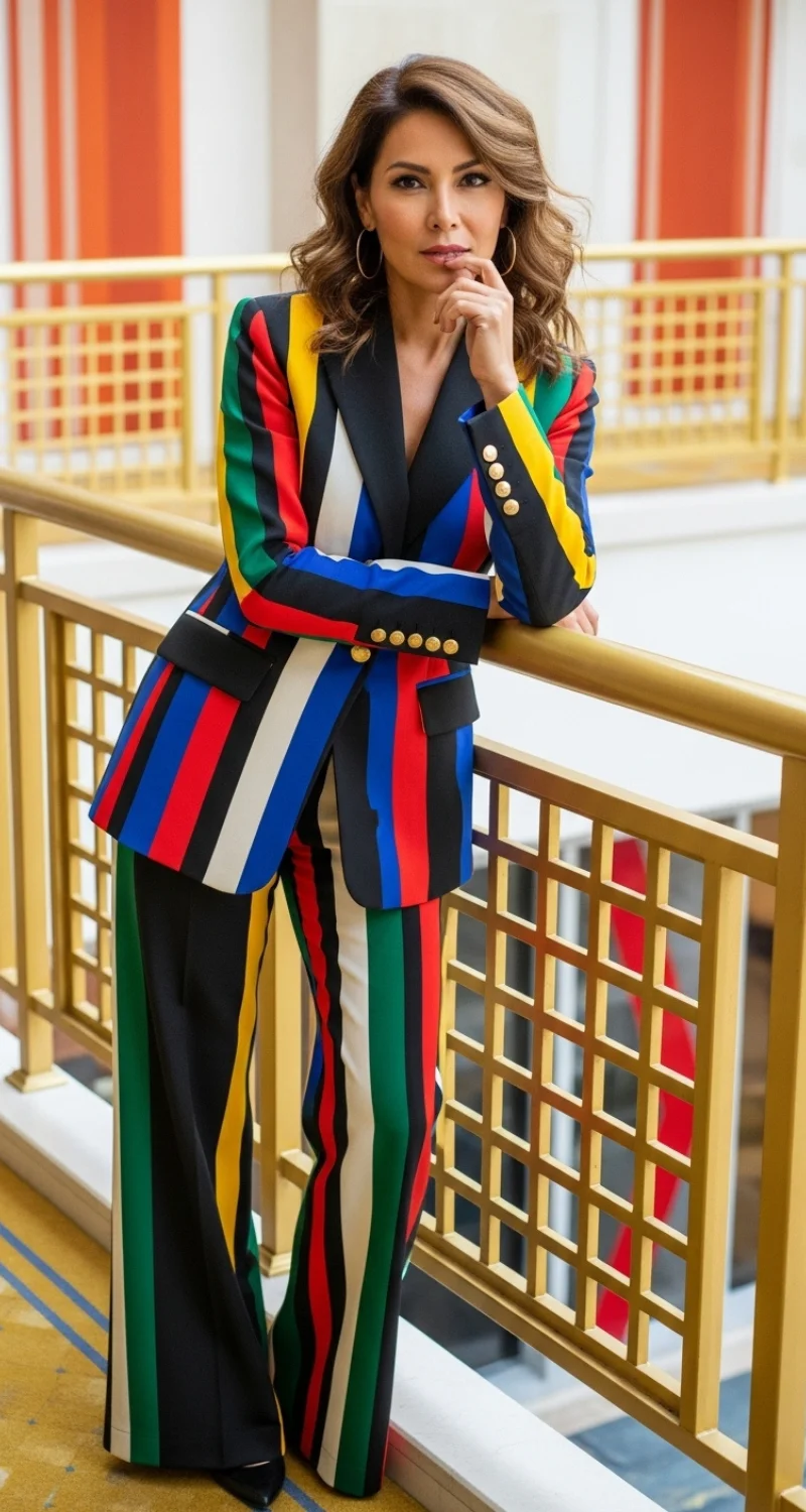 striped blazer with matching pants