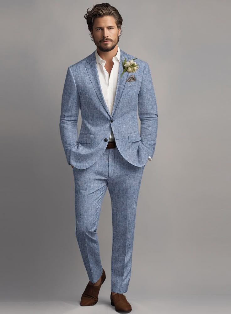Light blue suit for summer wedding