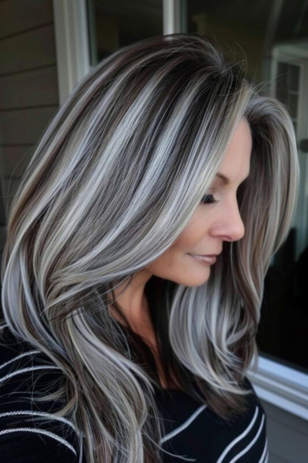 bold silver ash voluminous layers hairstyle