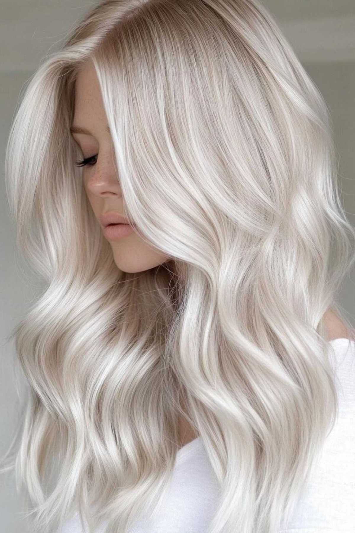 platinum ash blonde sleek finish hairstyle