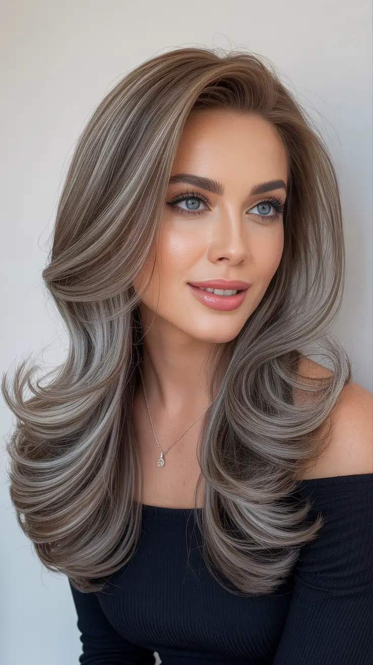 luscious ash blonde layers with volume hairstyle