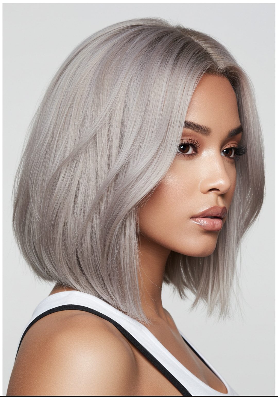 modern ash blonde bob sleek finish hairstyle