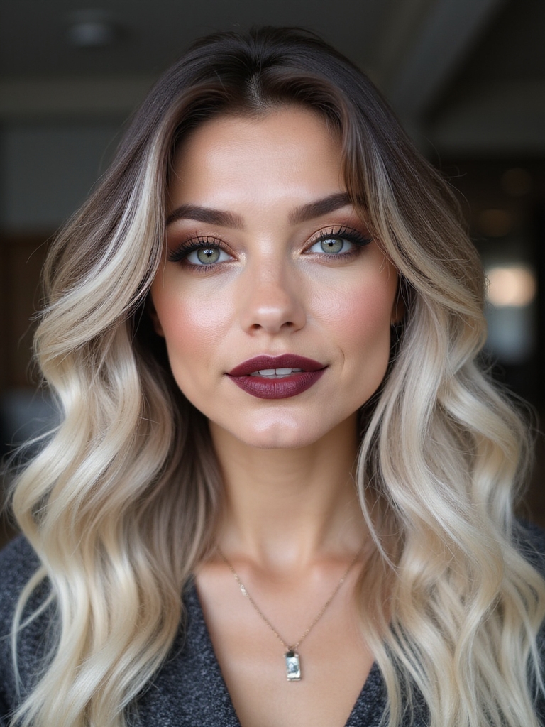 defined ash blonde curls with face-framing highlights