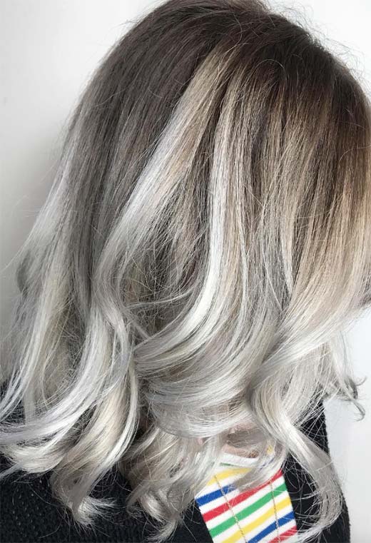 soft ash blonde with silver streaks style