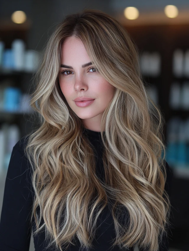 natural ash blonde long waves look