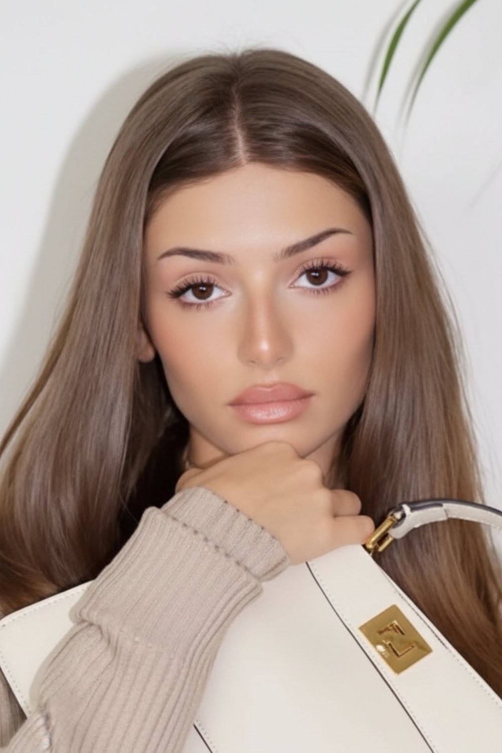 Smooth and sleek ash brown hair look