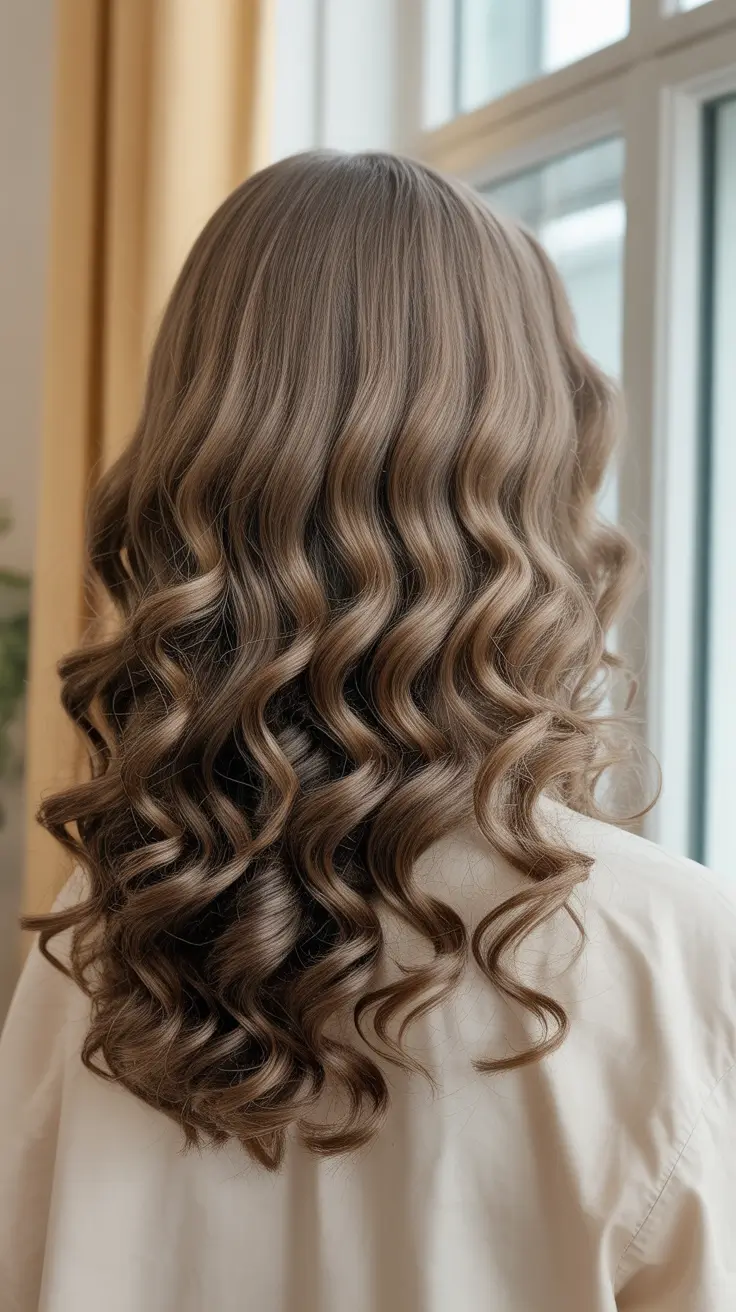 Romantic curls with vibrant ash brown hue