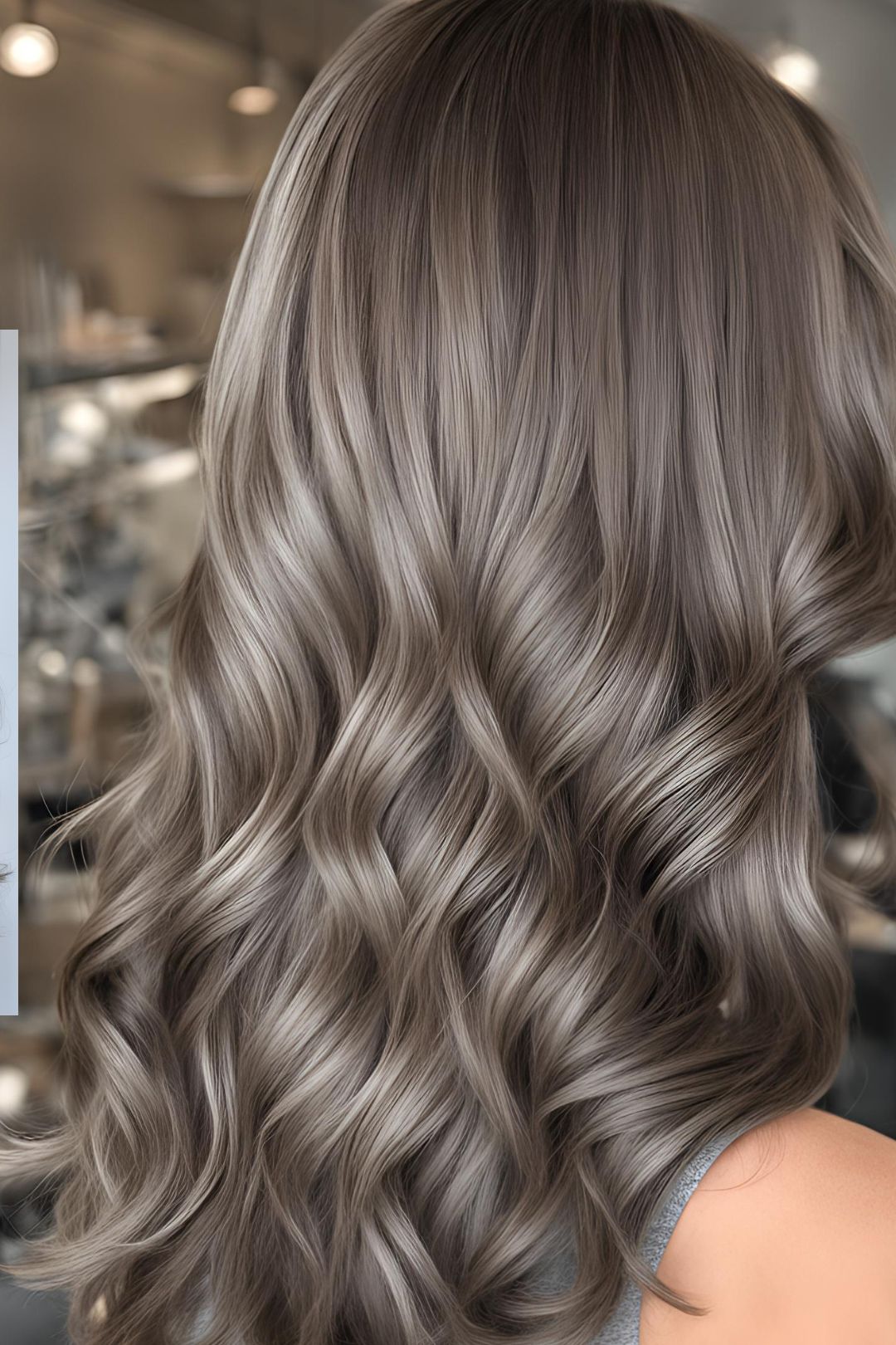 Silvery ash brown waves with shine
