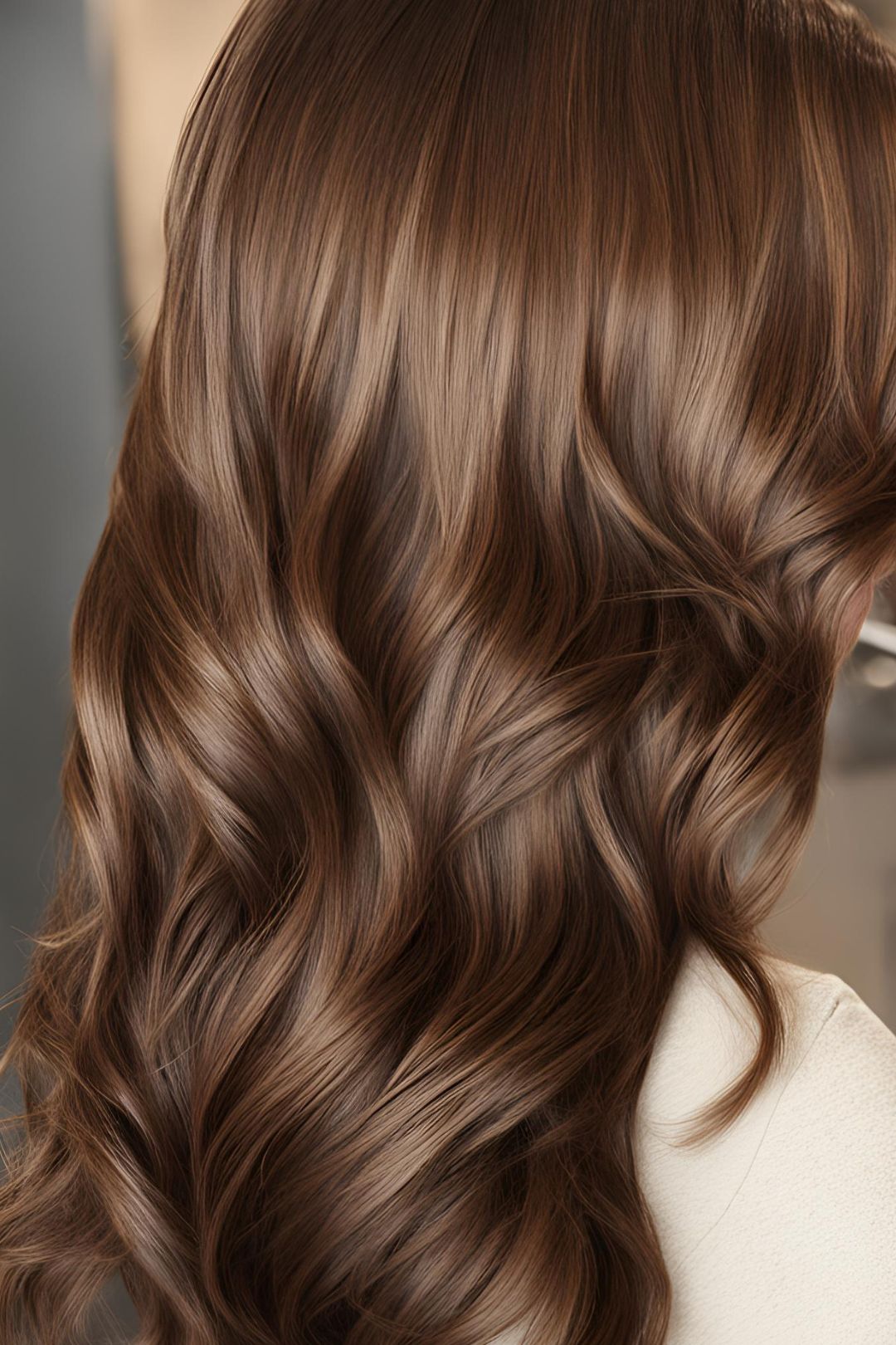 Rich ash brown curls with gloss