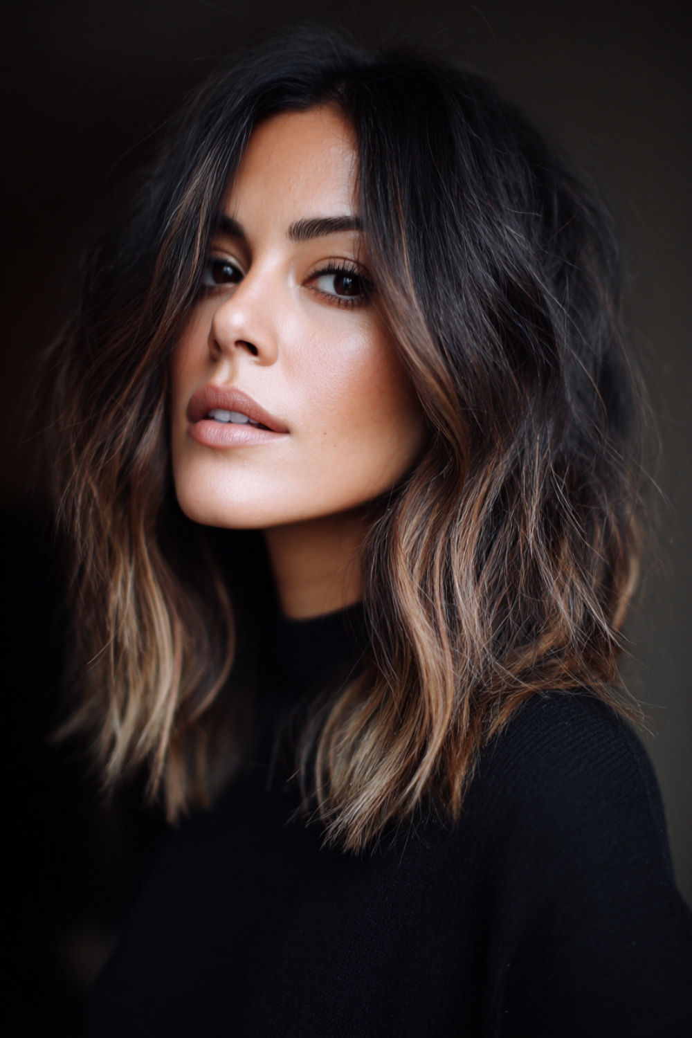 Textured ombre lob with volume