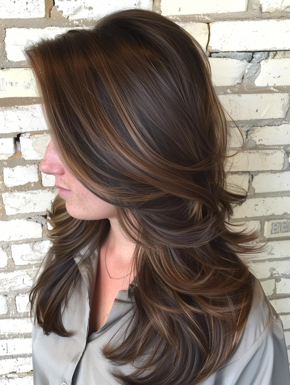 Layered waves with caramel highlights