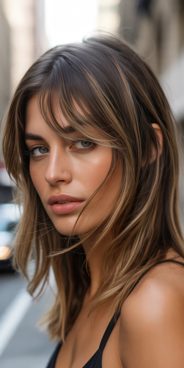 Effortless shag with soft balayage highlights