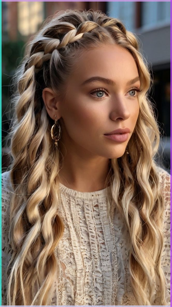 Boho braided waves with loose curls
