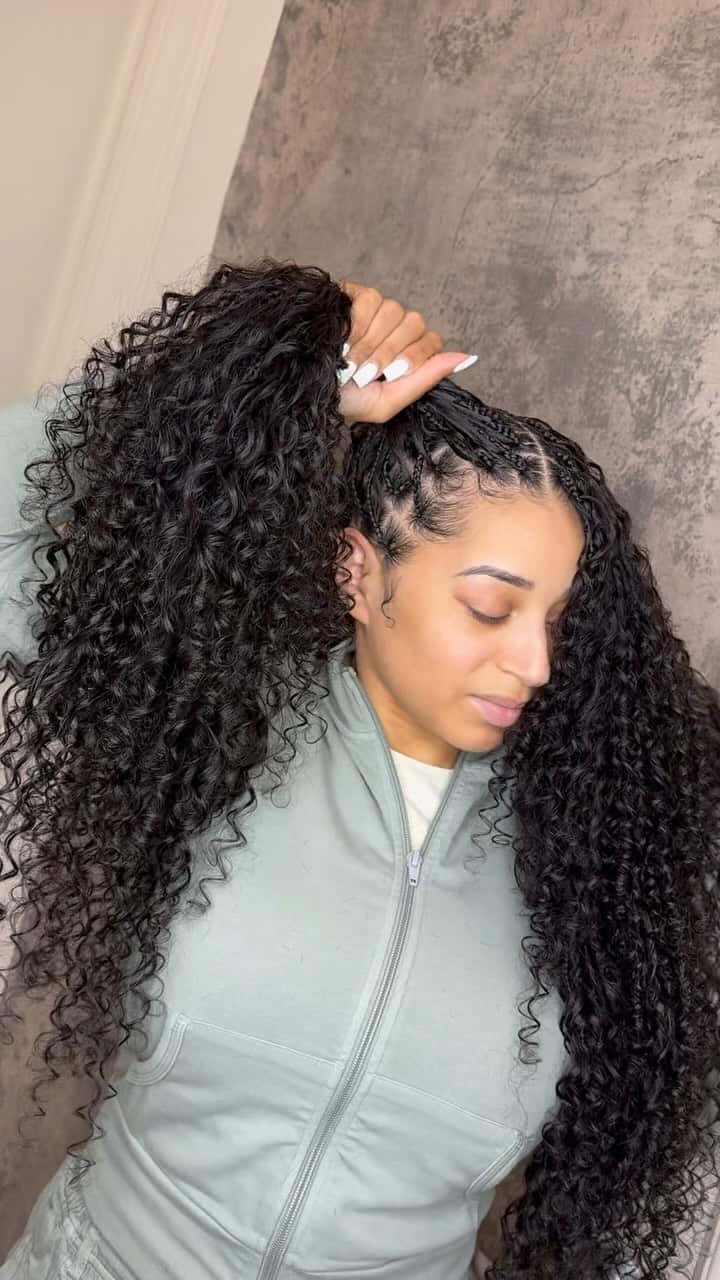 High braided ponytail with curls for Black girls
