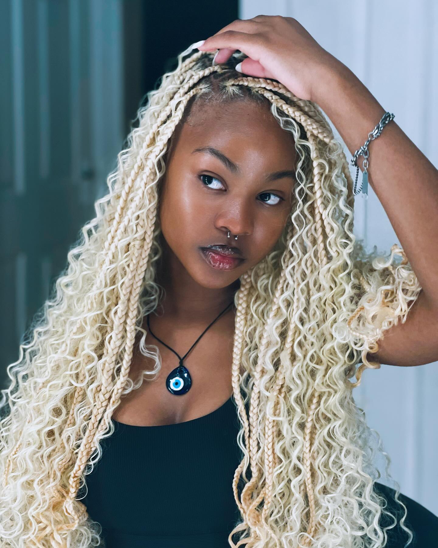 Long blonde braided curls for Black girls