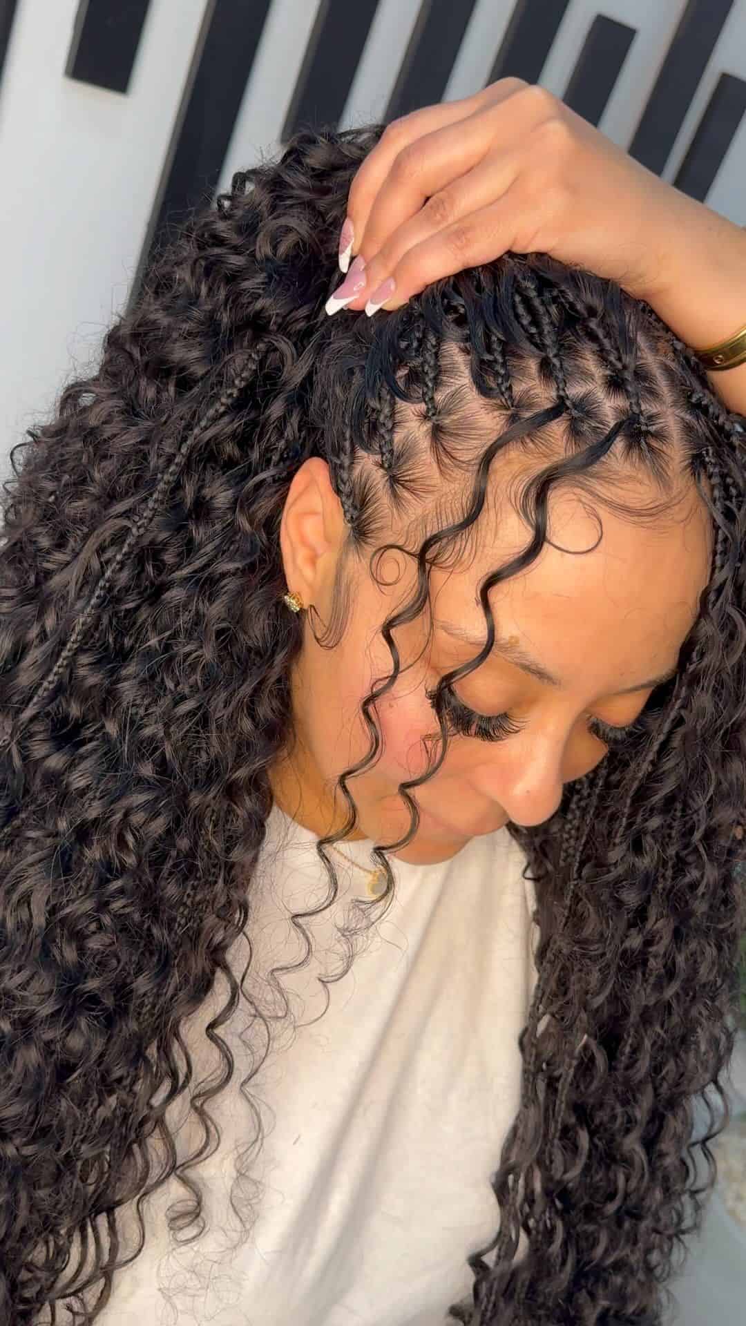 Curly braided half-updo for Black girls