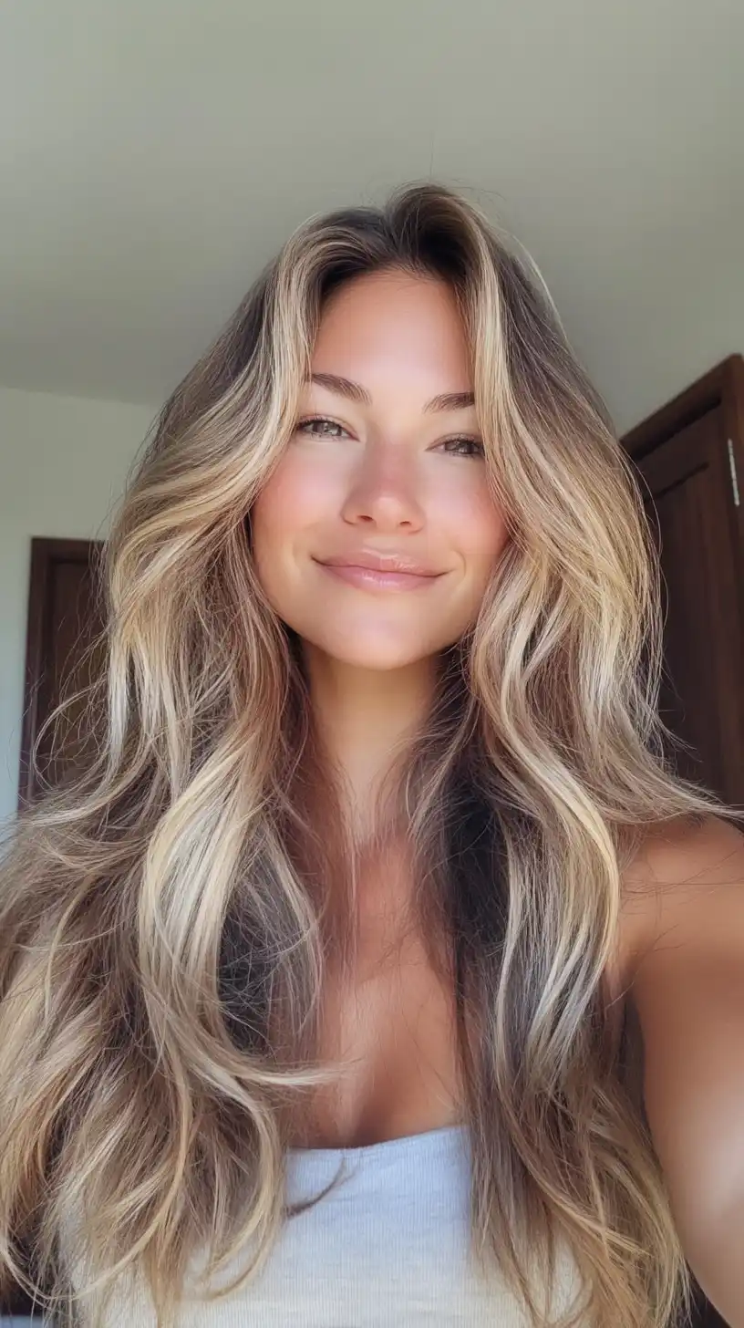 Golden blonde with natural lowlights