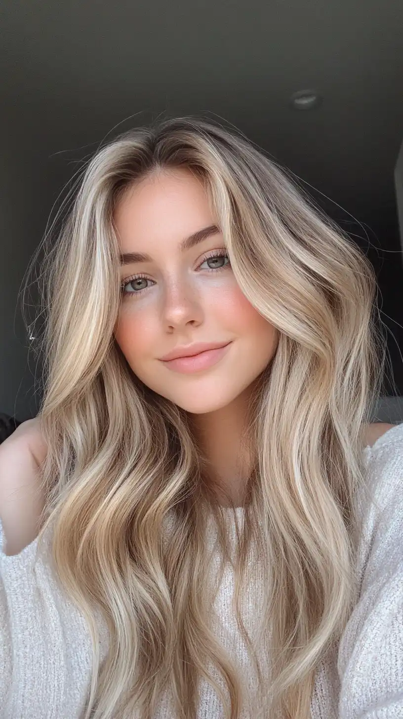 Classic blonde waves with natural highlights