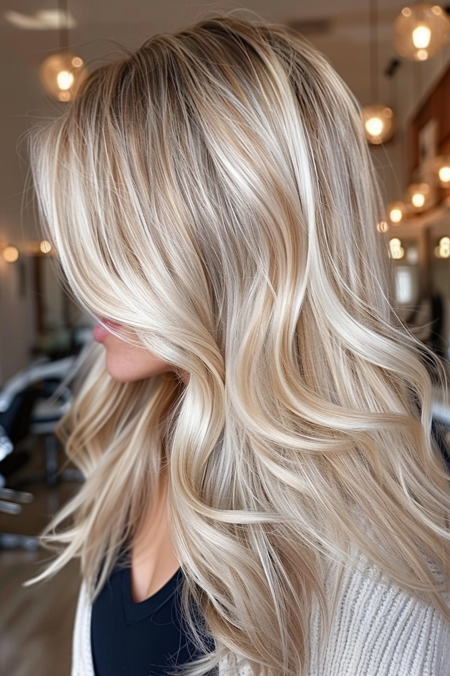 Bouncy blonde curls with dimension