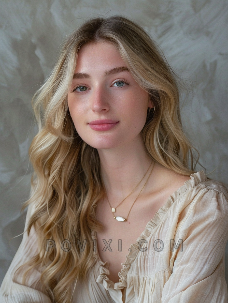 Subtle blonde balayage with soft waves