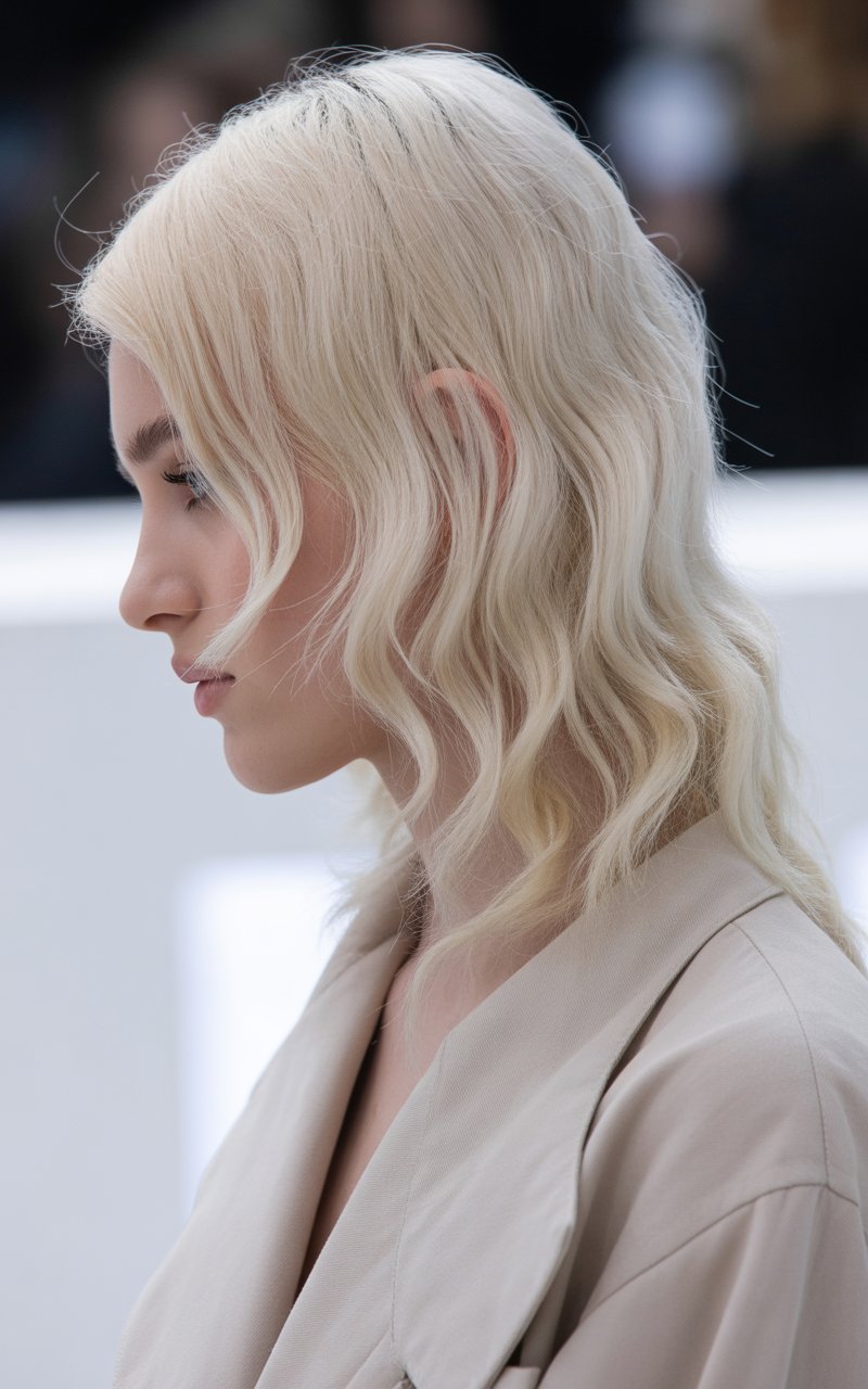 Platinum blonde with sleek texture