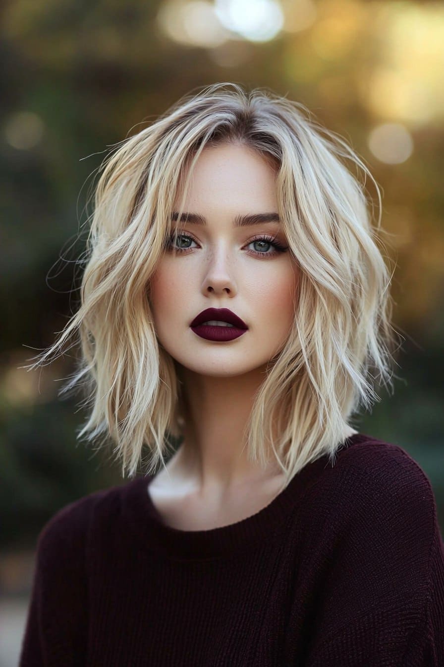 Short blonde shag with texture