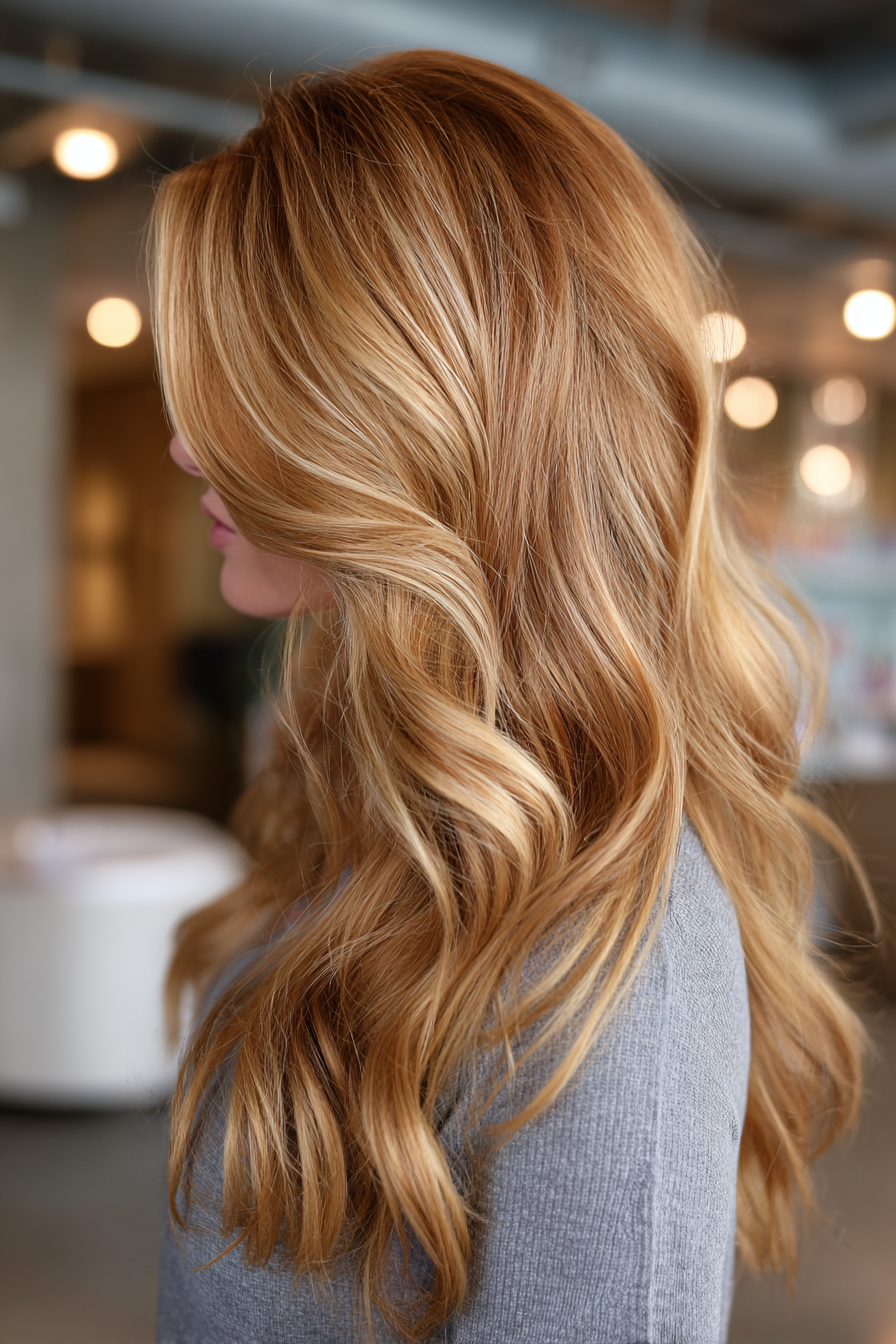Long honey blonde hair with layers