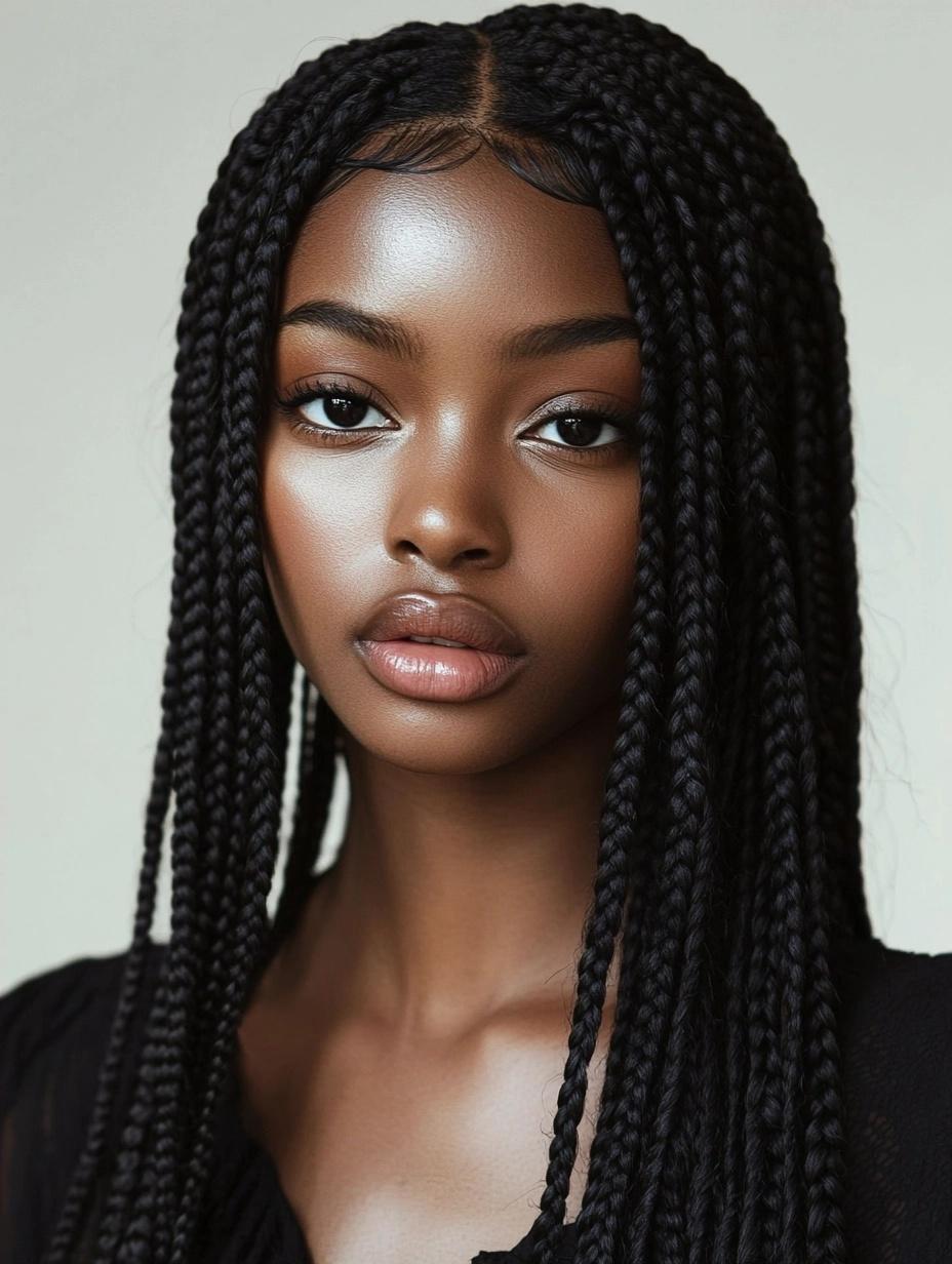Sleek long box braids
