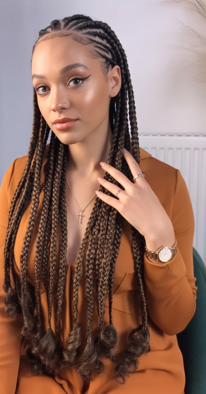Curls and box braids with ombre