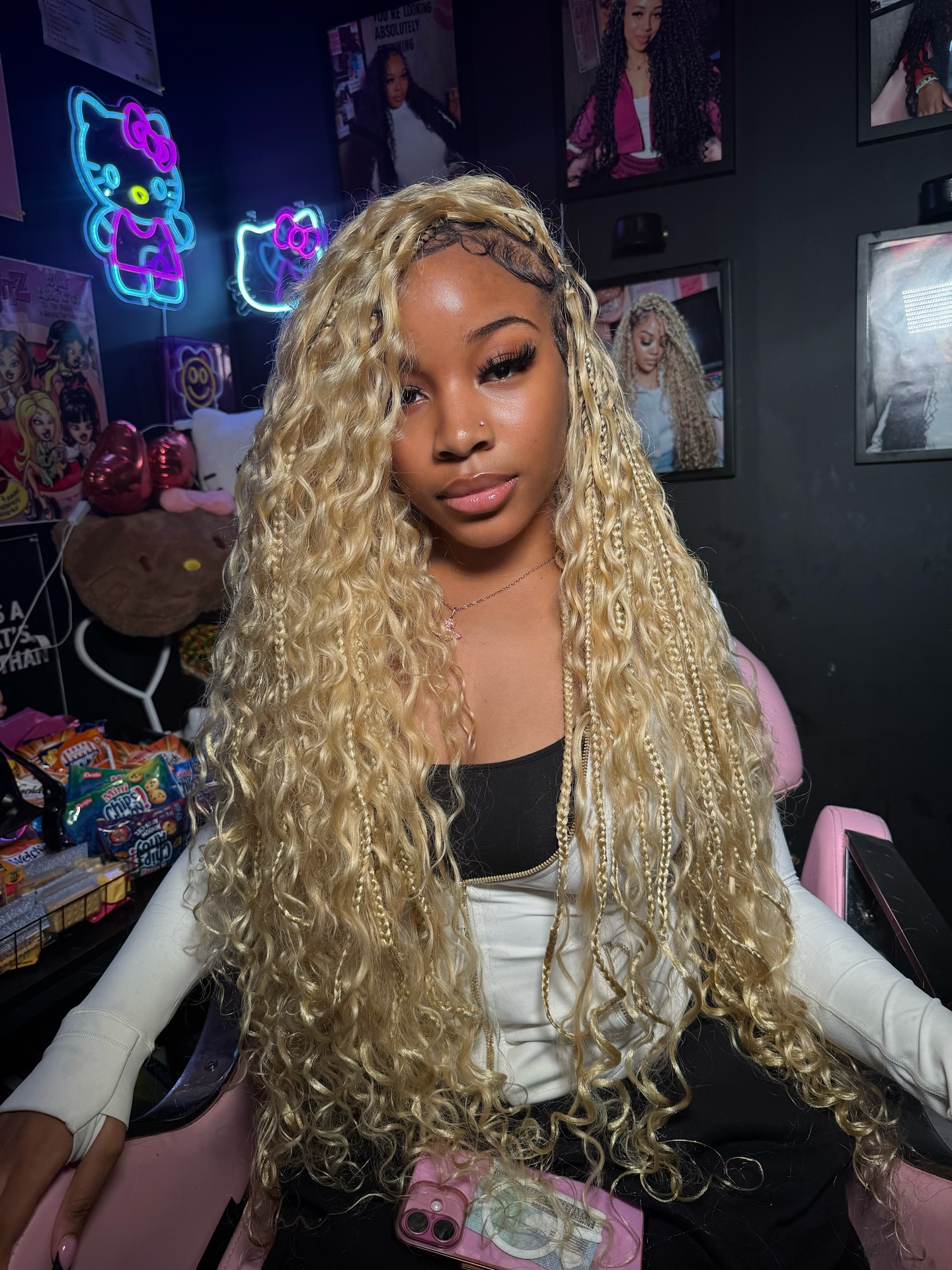 Textured box braids with natural finish