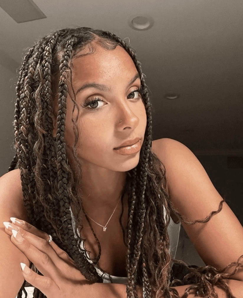 Box braids with soft waves