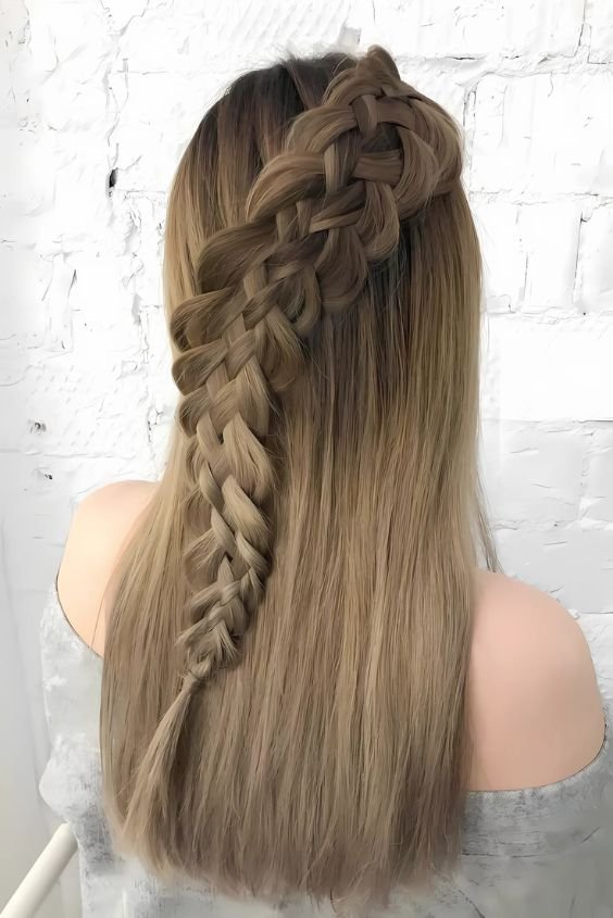 Elegant waterfall braid, flowing texture