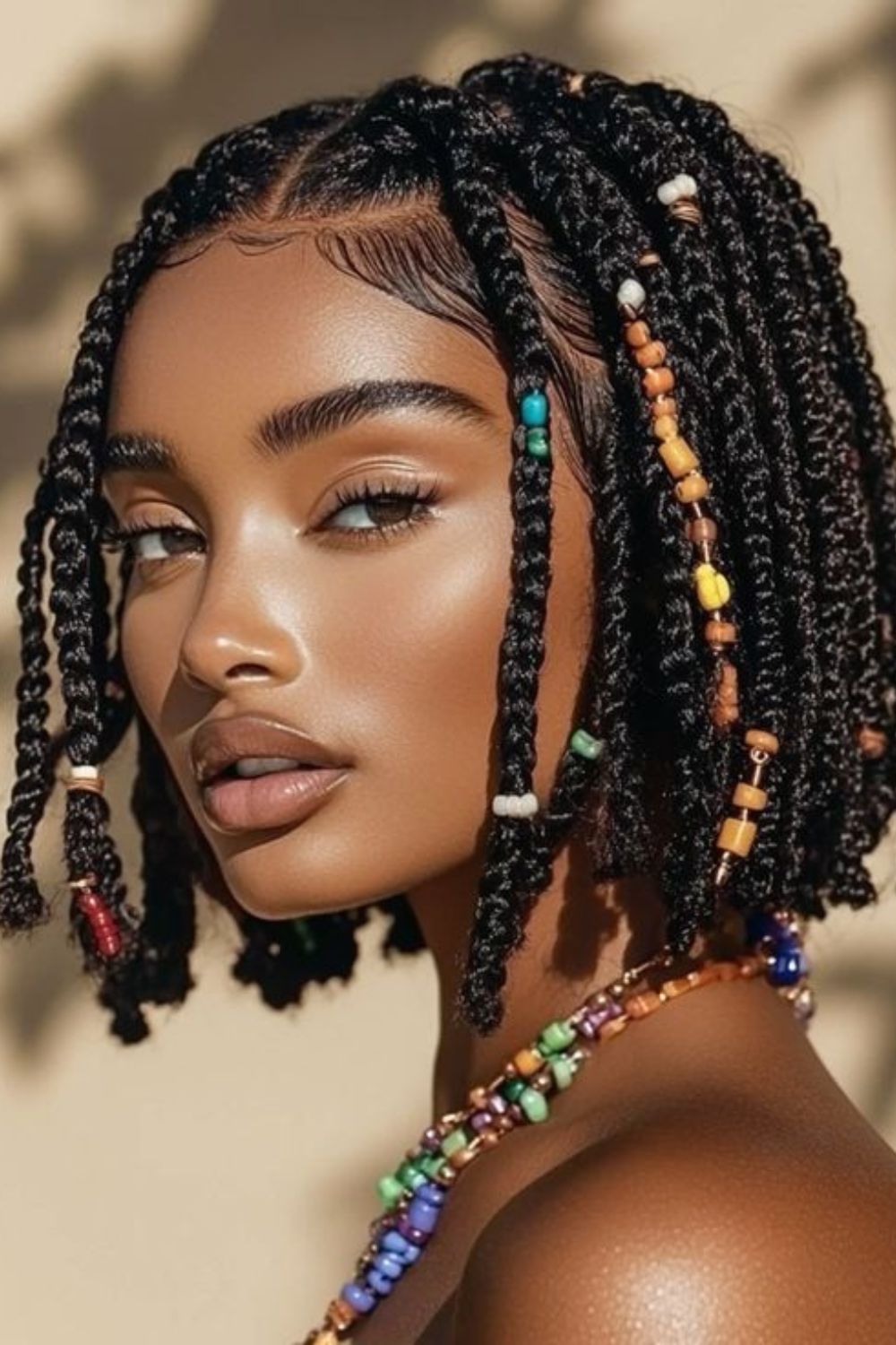 Beaded bob braids, playful and stylish