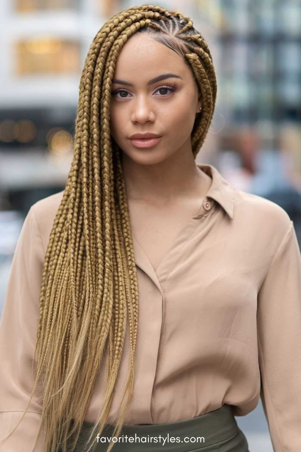 Golden box braids, luminous and bold