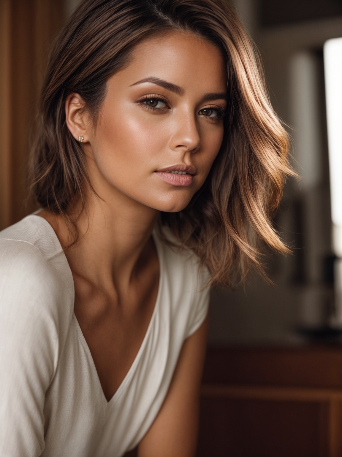 Sophisticated waves with soft blonde highlights