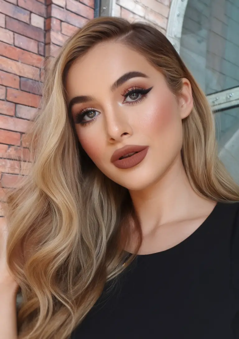 Classic Hollywood waves with blonde highlights