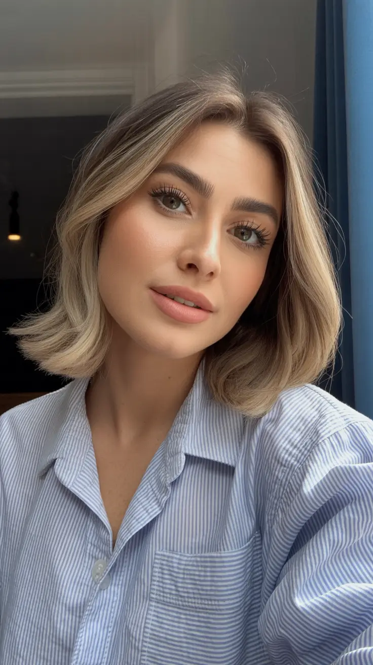 Chic bob with blonde balayage